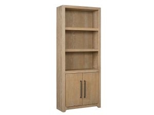 Bookcase with Thick Frame, Natural Oak, Vertical Pulls