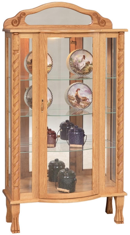 Bow Front Glass Cabinet Rope Carved Pilasters Claw Feet Bow Front