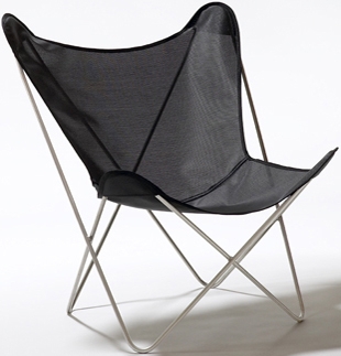 Breathable Black Mesh Butterfly Chair with Silver Metallic Rod Frame