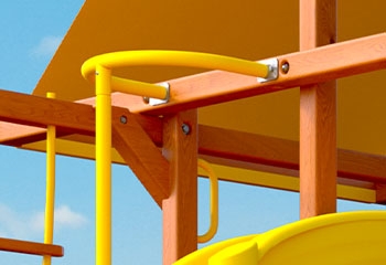 Bright Yellow Playhouse Firepole with Curved Entry Handle, Canvas Roof