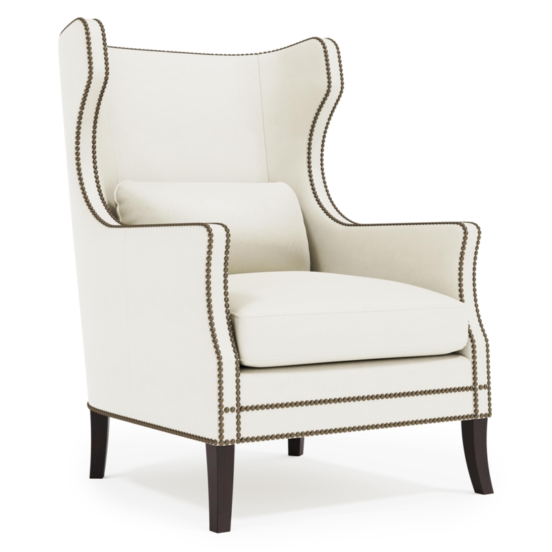 Bronze Nailhead Wingback Chair with Sloped Track Arms