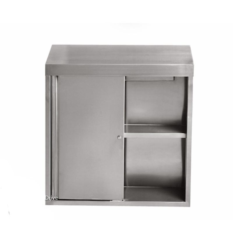Brushed Metal Wall Cabinet with Smooth Sliding Doors and Recessed Tracks