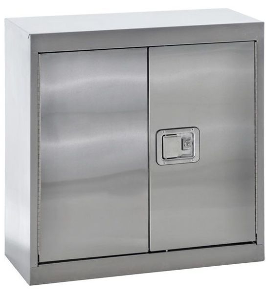 Brushed Stainless Steel Wall Cabinet featuring Secure Paddle Lock