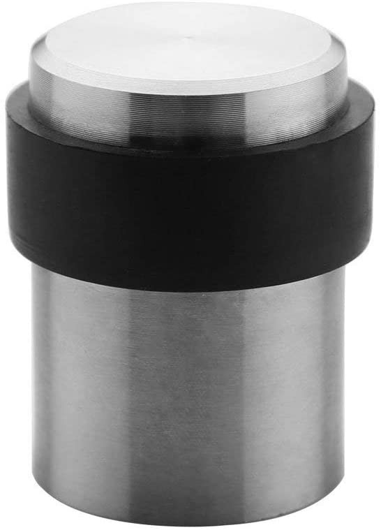 Brushed Steel Floor Stop Flat Top Rubber Buffer Ring