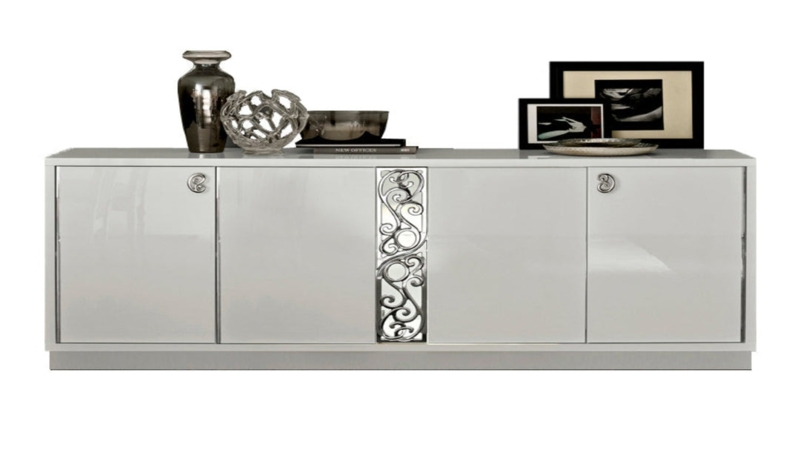 Buffet Cabinet High Gloss Lacquer with Central Filigree Panel