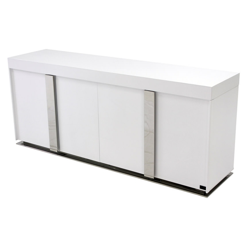 Buffet High Gloss Lacquer with Polished Vertical Metal Accents