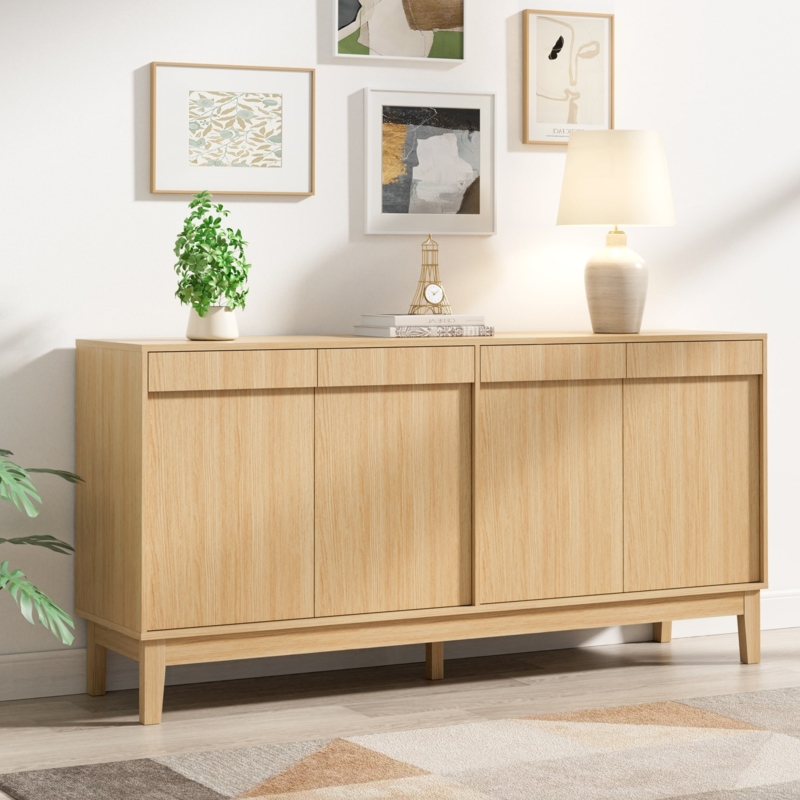 Buffet Sideboard featuring Integrated Finger Pulls and Tapered Legs