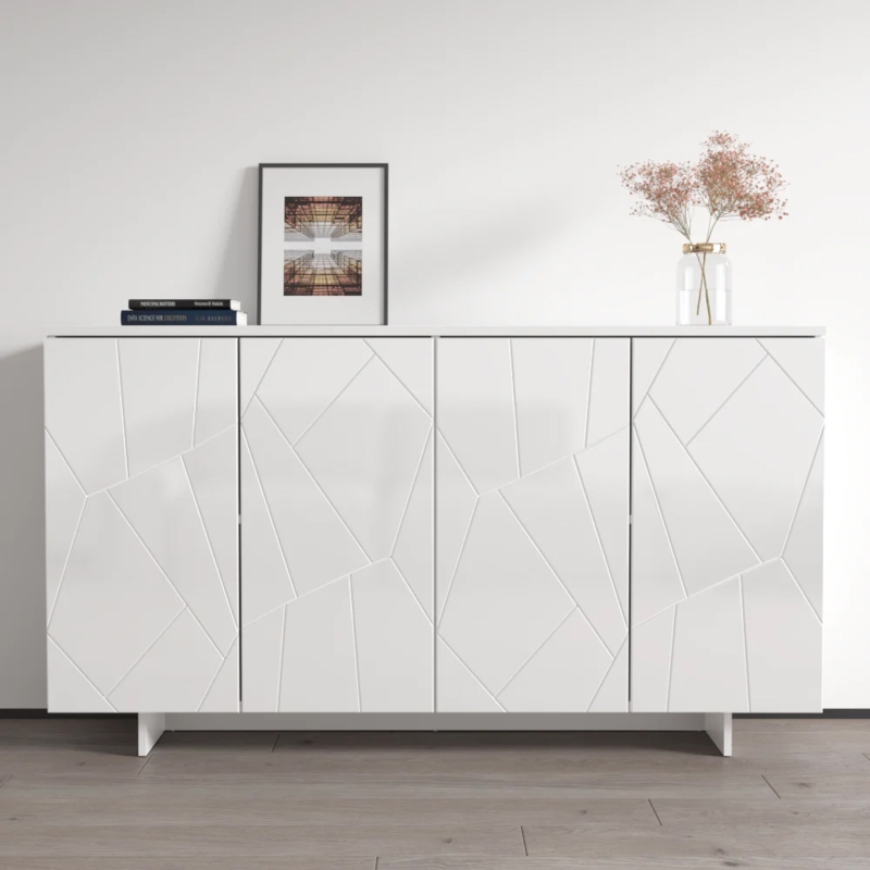 Buffet Sideboard Semi-Gloss Finish with Flat Panel Legs