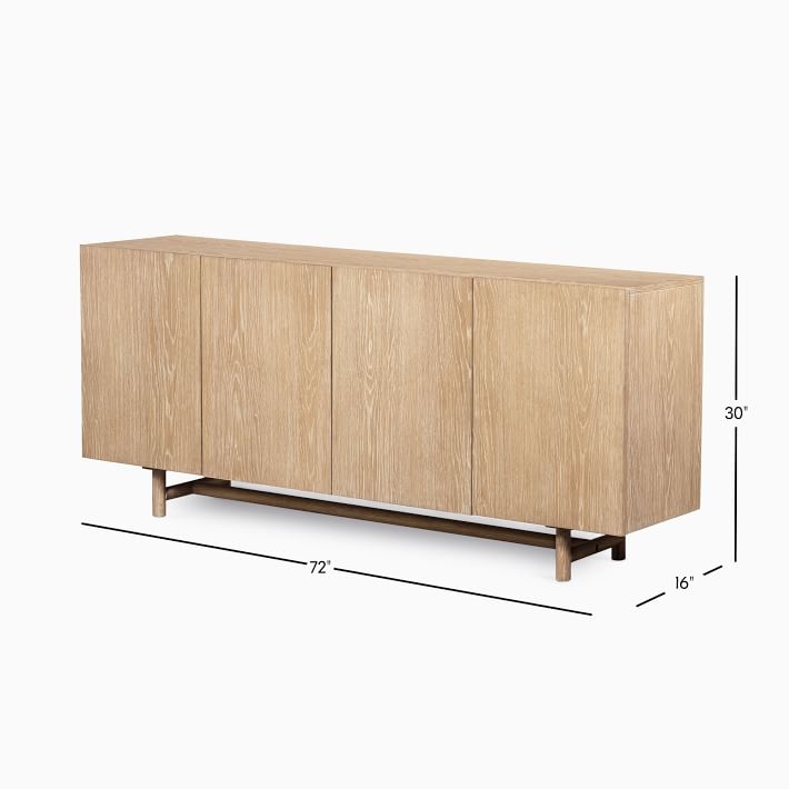 Buffet with Trestle Base in Whitewashed Finish, 72-Inch Width