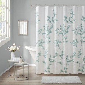 Burnout Botanical Curtain, Sage Green Leaf Motif, Sheer, Organic Modern.