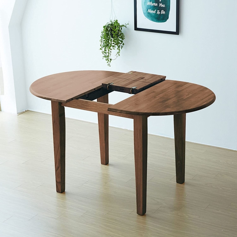 Butterfly Leaf Dining Table in Walnut Brown Mid-Century Modern Style
