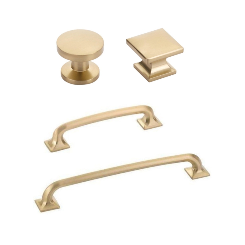 Cabinet Hardware: Champagne Bronze Square Base Tiered Details Brushed