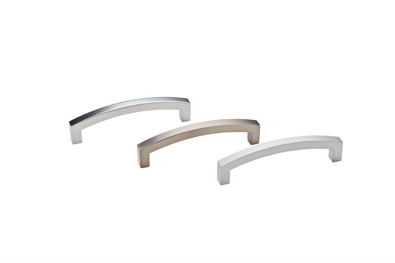 Cabinet Pull: Arched Handle Square Profile Brushed Finish