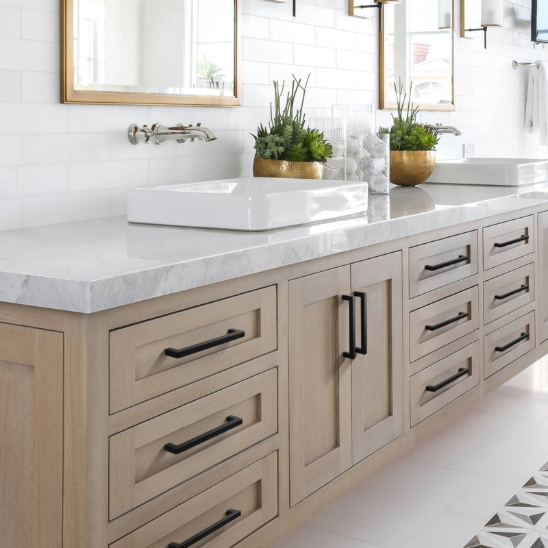 Cabinet Pulls: Matte Black Square Bar Handle Contrast Hardware