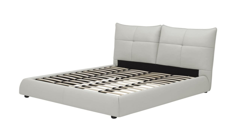 California King Bed, Dual Panel Grid Tufted Headboard, Curved Rails
