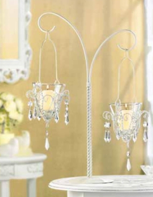 Candelabra Stand Twisted Column Ivory Double Arm Mini Chandelier