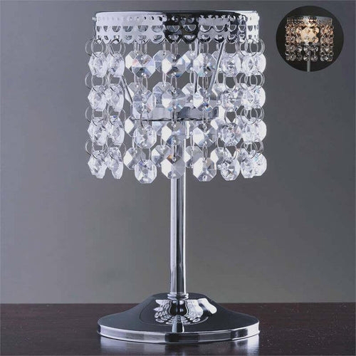 Candle Holder Polished Silver Hanging Crystals Scalloped Rim Glam