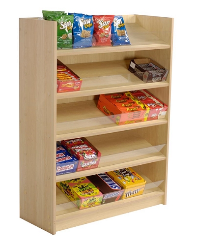 Candy Display Rack Clear Acrylic Guards Light Maple 5 Tier Commercial Stand
