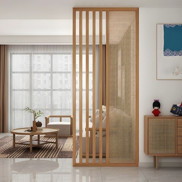 Cane Mesh Partition Screen Floor To Ceiling Slat Wall Rattan