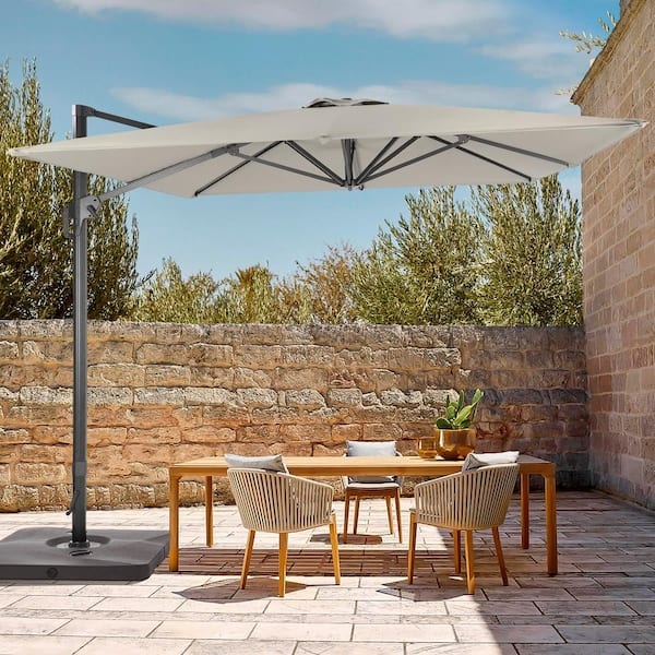 Cantilever Umbrella 11.5 Ft Gray Aluminum Offset Patio Shade