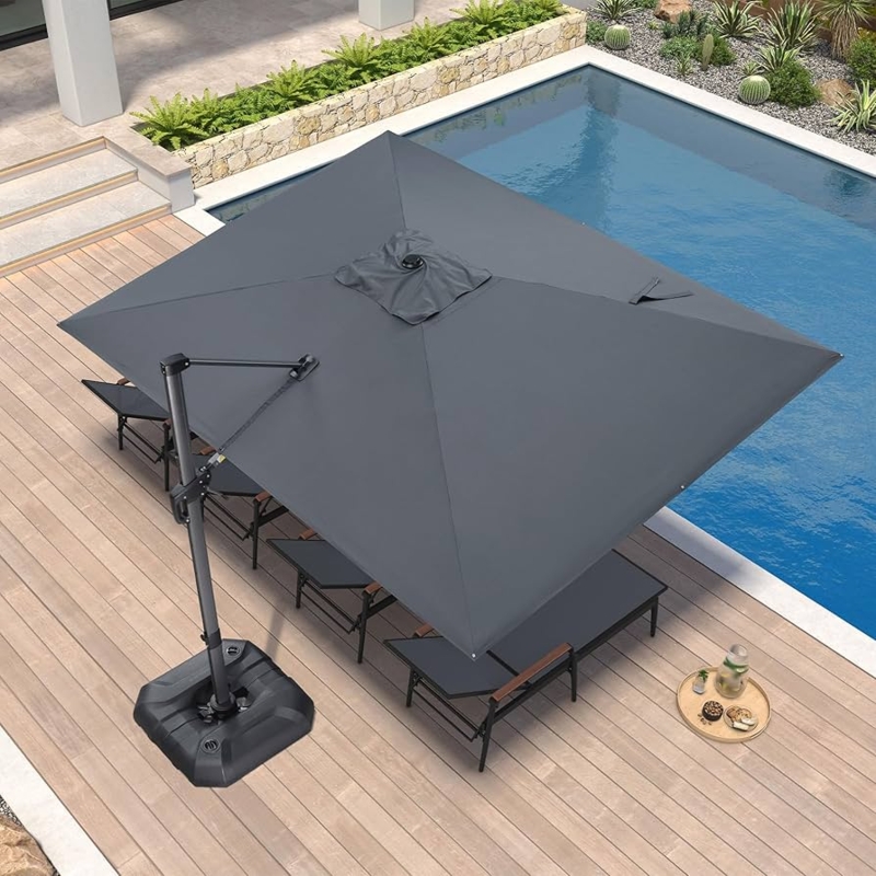 Cantilever Umbrella 360 Rotation Charcoal Grey Offset Shade