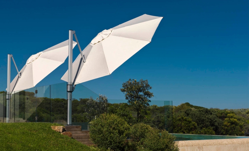 Cantilever Umbrella Arctic White Square Canopy Tilting Shade