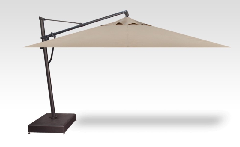 Cantilever Umbrella Khaki Tan Matte Black Pole Stationary Base