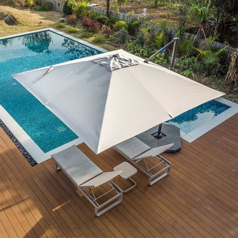 Cantilever Umbrella Minimalist Warm Beige Charcoal Frame Shade