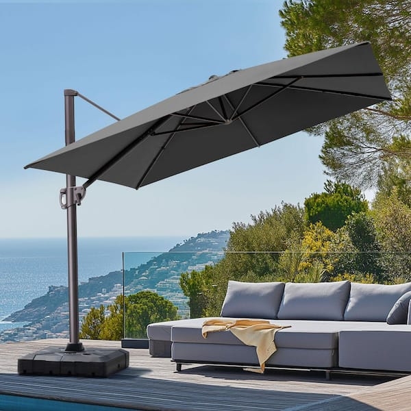 Cantilever Umbrella Slate Gray Modular Base Offset Patio Shade