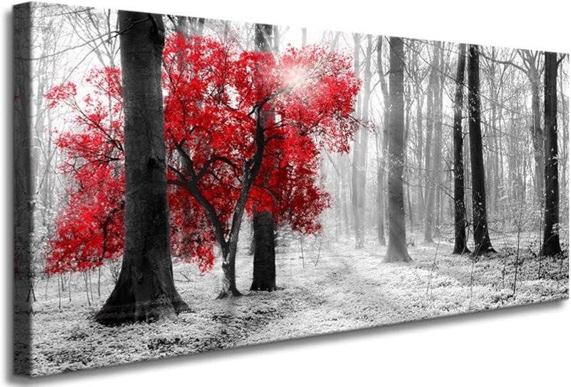 Canvas Wall Art Panoramic Format Selective Color Forest Sun Flare