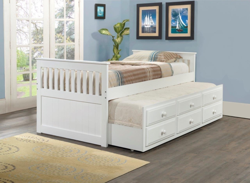 Captains Trundle Bed with Mission Slats and Storage Drawers