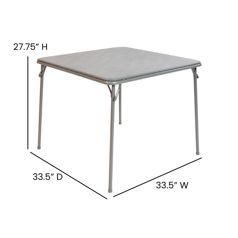 Card Table, Gray Vinyl Top Square Profile, Collapsible Legs