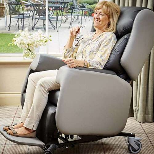 Care Chair with Integrated Footrest | Two-Tone Grey Mobile Orthopedic Recliner
