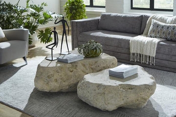Cast Boulder Coffee Table, Roman Stone, Small by Phillips Collection   Organic Modern Design |  Modern Studio