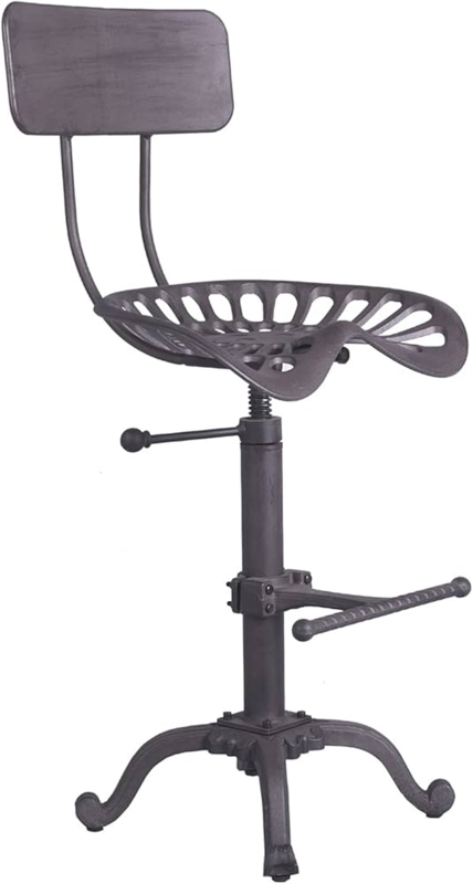 Cast Iron Bar Stool Tractor Seat Curved Backrest Scrolled Feet