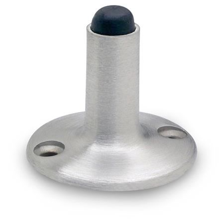 Cast Metal Floor Stop Brushed Finish Circular Base Rubber Tip