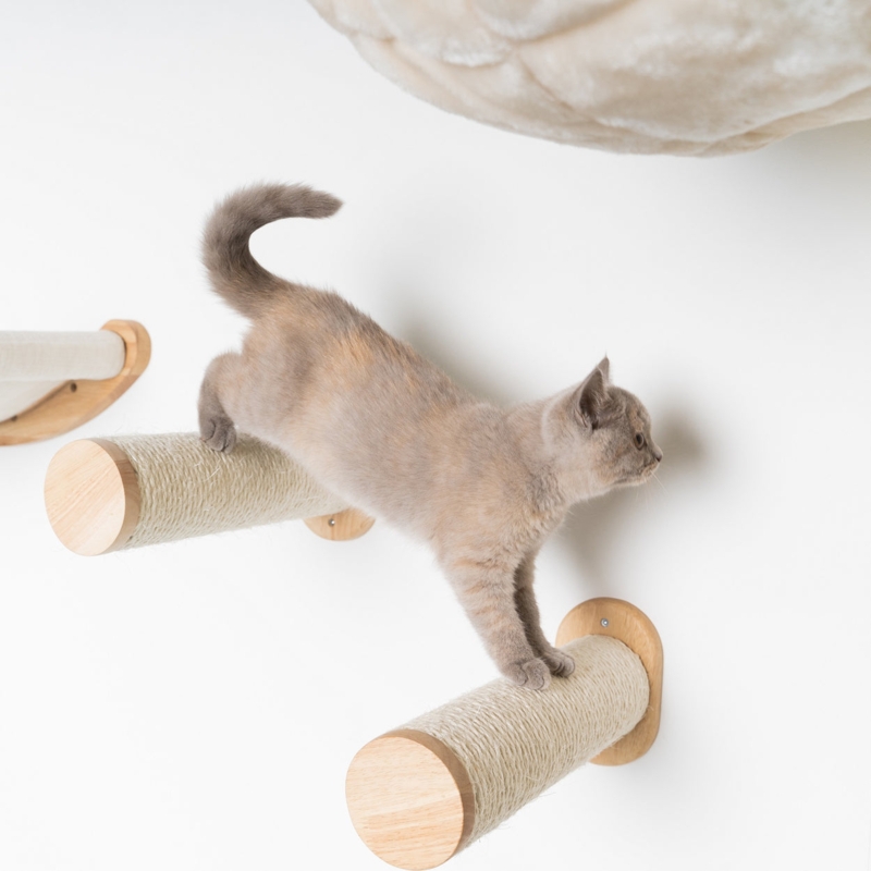 Cat Climbing Wall Staggered Sisal Poles Minimalist