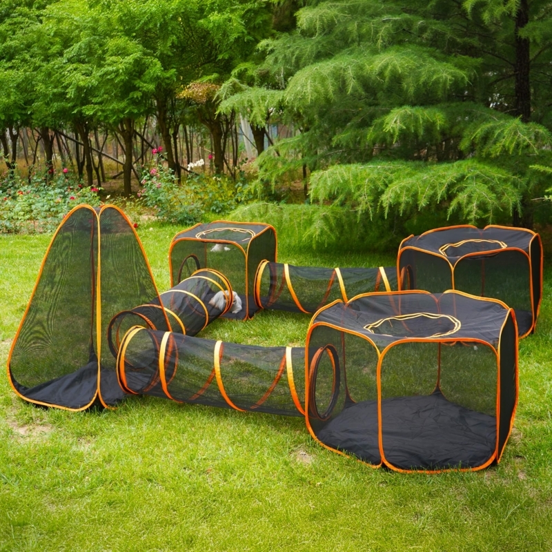 Cat Enclosure, Multi-Unit System, Synthetic Mesh, Pop-Up Assembly