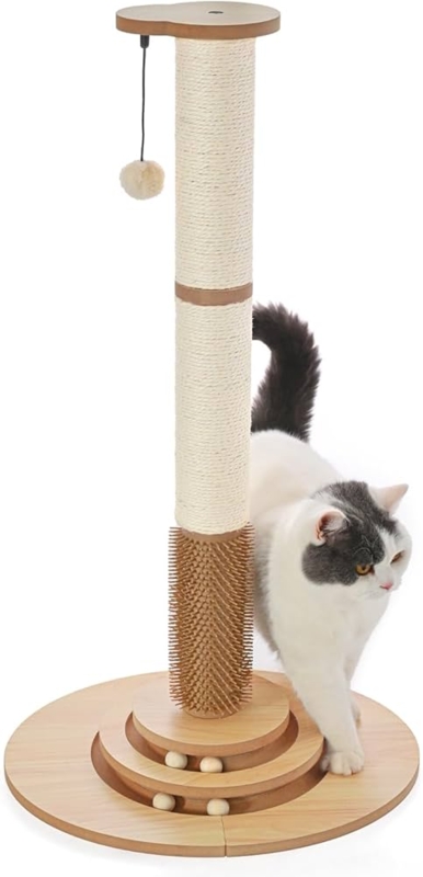 Cat Scratching Post Integrated Ball Track Groomer