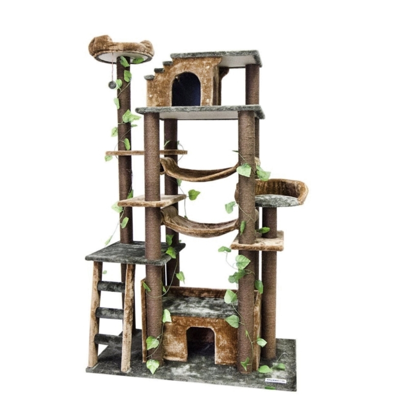 Cat Tree Adorned With Ivy Vines: Jungle Theme Cat Tree.