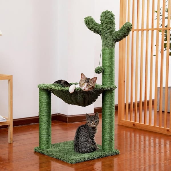 Cat Tree Cactus Silhouette Suspended Hammock Sisal