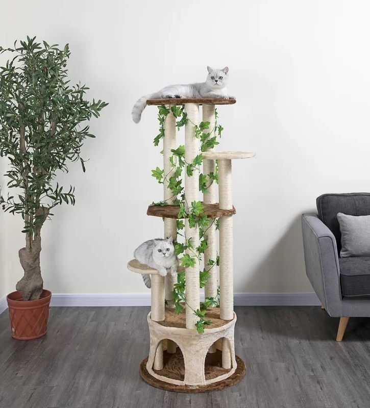 Cat Tree Faux Ivy Vines Nature-Inspired Multi-Level