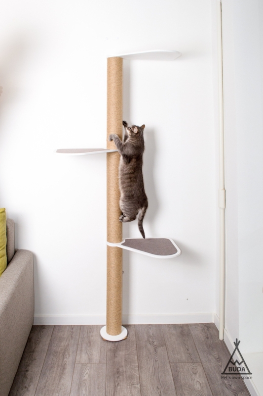 Cat Tree Floor-to-Ceiling Jute Rope Organic Shelves