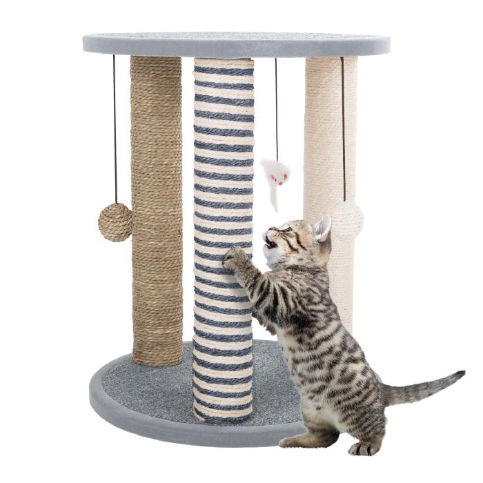 Cat Tree Striped Sisal Post Nautical Gray Compact