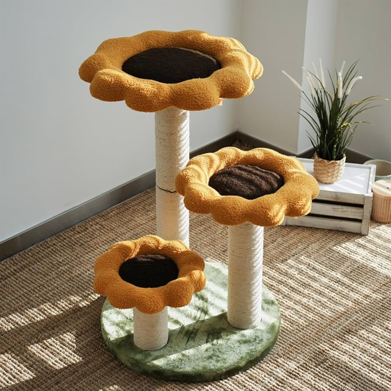 Cat Tree Sunflower Shaped Perches Botanical Theme