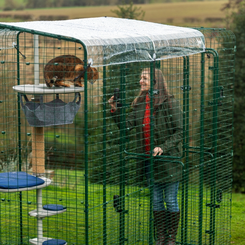 Catio Forest Green Mesh Integrated Weather Cover Walk In