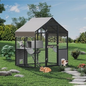 Catio Outdoor Cat Enclosure with Weather-Resistant Cover, Large Cat House  with 2 Platforms, 2 Bridges & a Resting Box for Multiple Kittens : Target