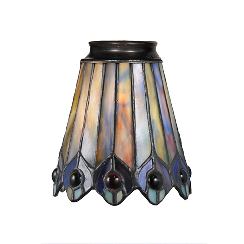 Ceiling Fan Light Shade Peacock Pattern Jeweled Tiffany Style