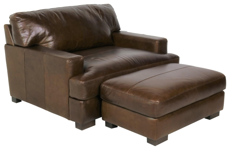 Chair And Ottoman: Oversized Chocolate Brown Framed Club Style