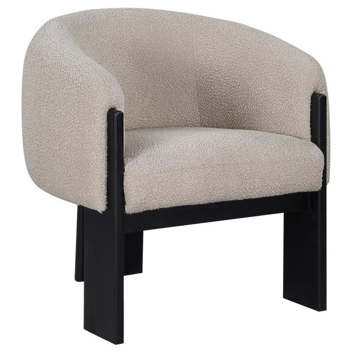 Chair, Cream Boucle, Architectural Black Frame, Architectural Lounge Chair